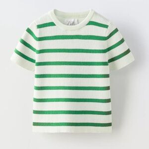 Zara kids striped knit tee shirt 💚